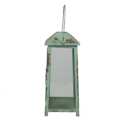 Clayre & Eef Lantern 16x15x47 cm Green Brown Metal Glass