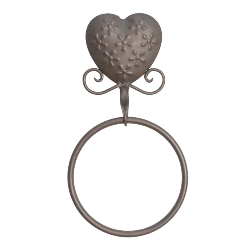 Clayre & Eef Towel Holder 16x5x28 cm Brown Iron Heart