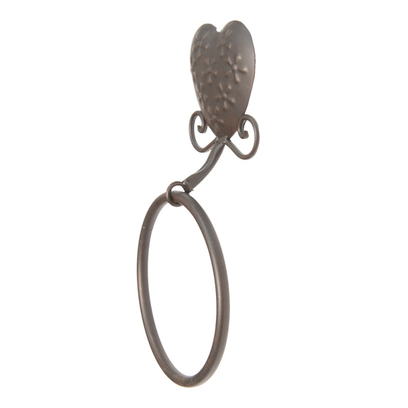 Clayre & Eef Towel Holder 16x5x28 cm Brown Iron Heart