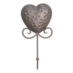 Clayre & Eef Wall Hook 10x5x21 cm Brown Iron Heart