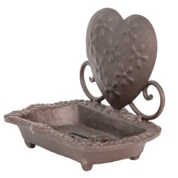 Clayre & Eef Porte-savon 16x11x13 cm Marron Fer Coeur