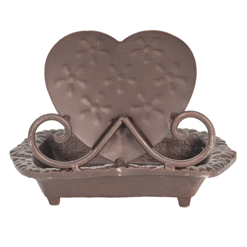 Clayre & Eef Soap Dish 16x11x13 cm Brown Iron Heart