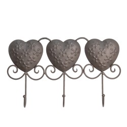 Clayre & Eef Wall Coat Rack 34x5x20 cm Brown Iron Heart