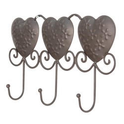 Clayre & Eef Wall Coat Rack 34x5x20 cm Brown Iron Heart