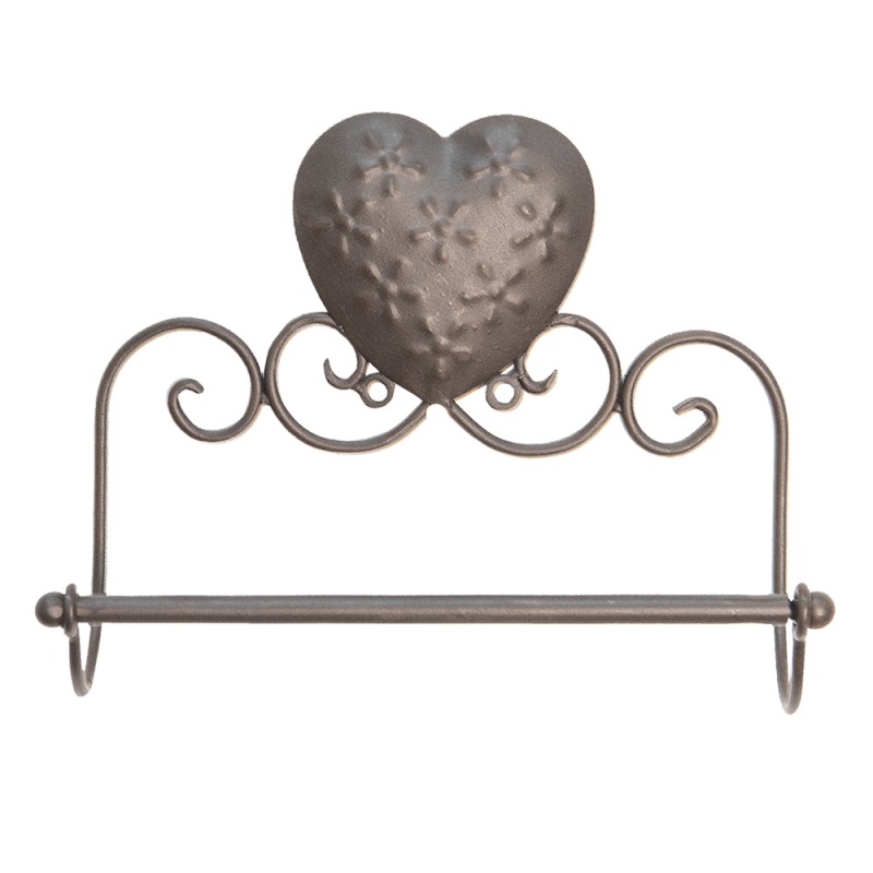 Clayre & Eef Towel Holder 25x8x20 cm Brown Iron Heart