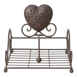 Clayre & Eef Napkin Holder 21x21x18 cm Brown Iron Square Heart