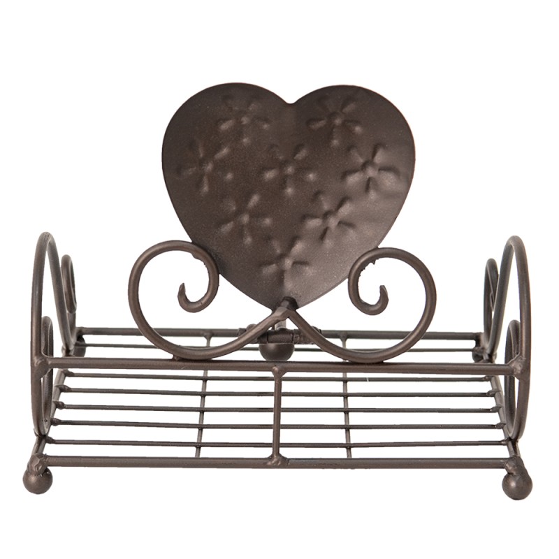 Clayre & Eef Napkin Holder 21x21x18 cm Brown Iron Square Heart