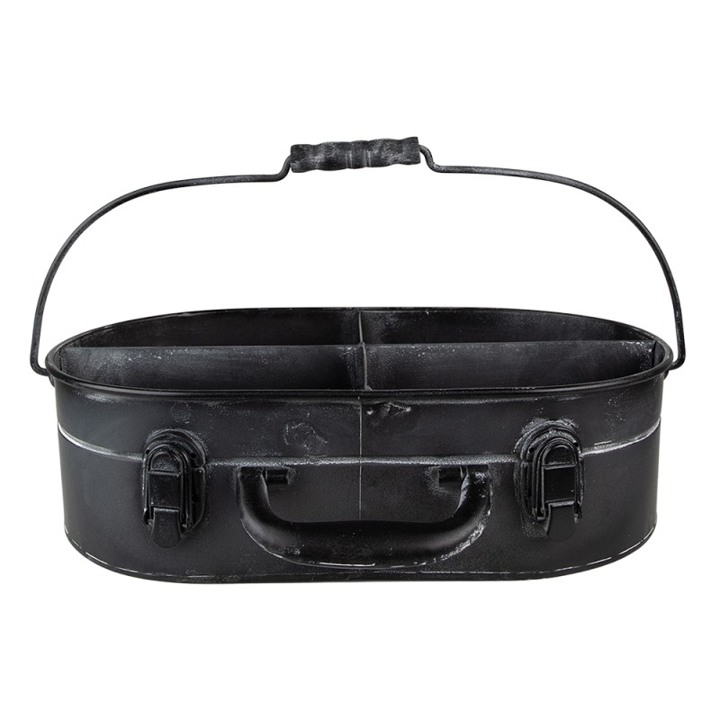 Clayre & Eef Boîte de compartiments 4 compartiments 41x26x11 cm Noir Fer Ovale