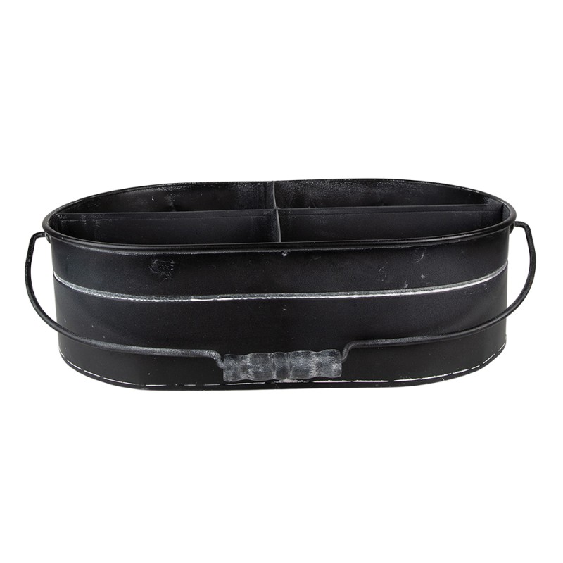 Clayre & Eef Boîte de compartiments 4 compartiments 41x26x11 cm Noir Fer Ovale