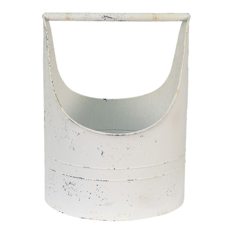 Clayre & Eef Decoratie Emmer  30x29x40 cm Wit Ijzer Rond