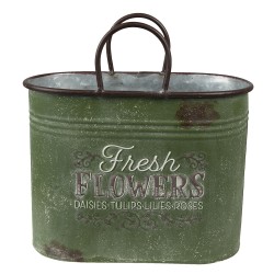 Clayre & Eef Pot de fleurs Vert Marron Métal Fresh Flowers