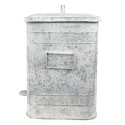 Clayre & Eef Pedal Bin 26x26x36 cm Grey Metal Flowers Flower market