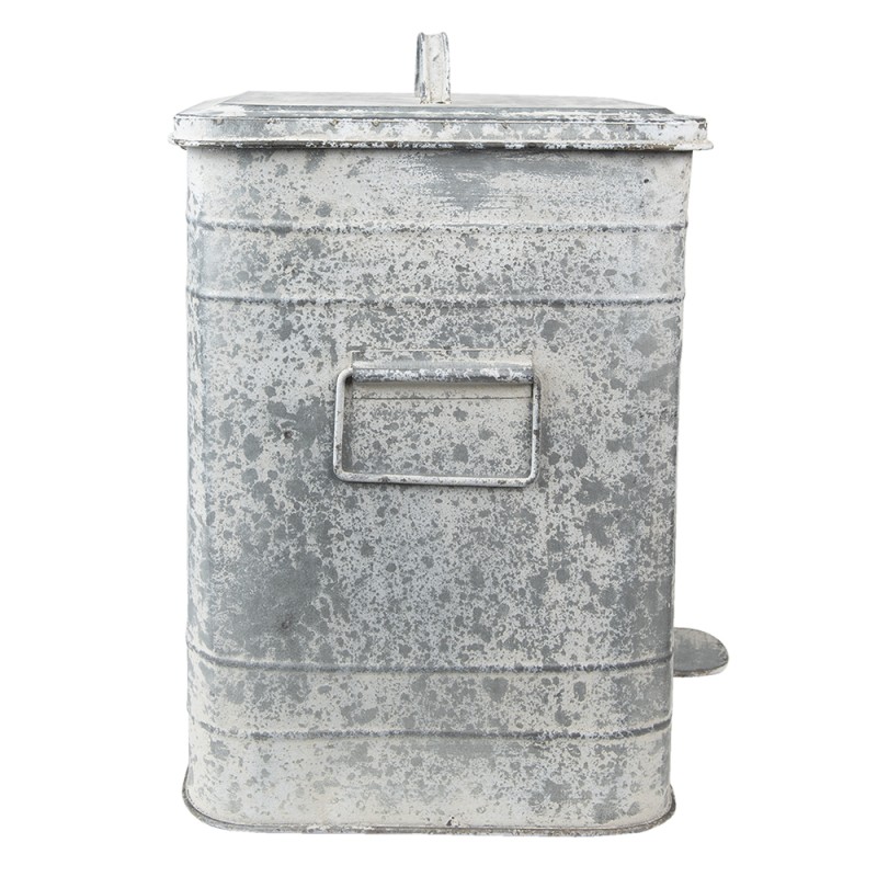 Clayre & Eef Pedal Bin 26x26x36 cm Grey Metal Flowers Flower market