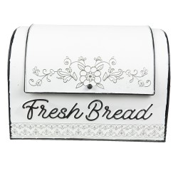 Clayre & Eef Scatola di archiviazione 30x20x20 cm Bianco Marrone  Metallo Fiori  Fresh Bread