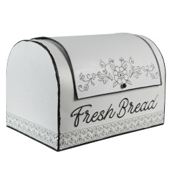 Clayre & Eef Boîte de rangement 30x20x20 cm Blanc Marron Métal Fleurs Fresh Bread