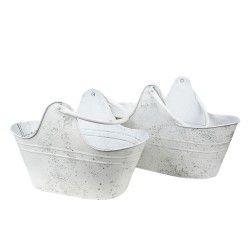 Clayre & Eef Plant Holder White Grey Metal