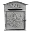 Clayre & Eef Mailbox 26x10x31 cm Grey White Metal Flowers Mail