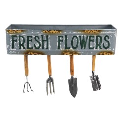 Clayre & Eef Planthouder  56x16x29 cm Grijs Bruin Metaal Rechthoek Fresh Flowers