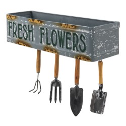 Clayre & Eef Supporto per piante 56x16x29 cm Grigio Marrone Metallo Rettangolo Fresh Flowers