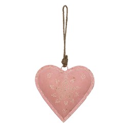 Clayre & Eef Hanger Hart 14x4x14 cm Roze Ijzer