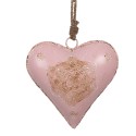 Clayre & Eef Pendentif Coeur 15x5x15 cm Rose Fer Fleur