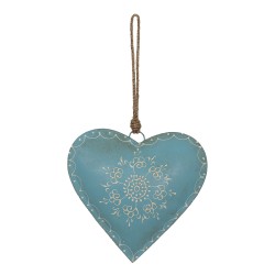 Clayre & Eef Pendentif Coeur 20x20 cm Bleu Fer