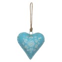 Clayre & Eef Pendant Heart 15x4x15 cm Blue Iron