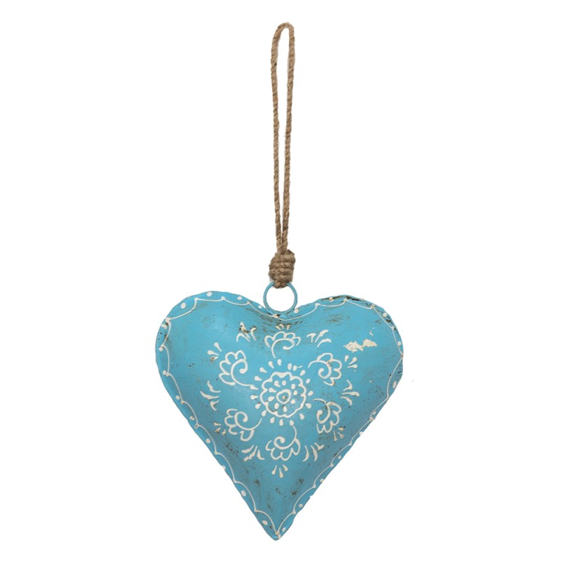 Clayre & Eef Ciondolo Cuore 15x4x15 cm Blu Ferro