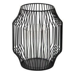 Clayre & Eef Wind Light Ø 23x28 cm Black Iron Glass