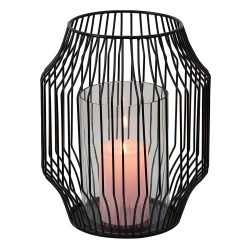 Clayre & Eef Wind Light Ø 23x28 cm Black Iron Glass