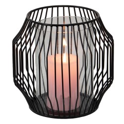 Clayre & Eef Wind Light Ø 21x20 cm Black Iron Glass