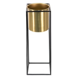 Clayre & Eef Planter 14x14x44 cm Gold colored Black Iron