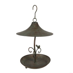 Clayre & Eef Maison de nourriture pour oiseaux Ø 27x 35 cm Marron Vert Fer