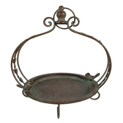 Clayre & Eef Maison de nourriture pour oiseaux Ø 25x38 cm Vert Marron Fer Oiseau