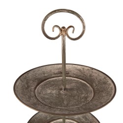 Clayre & Eef 2-Tiered Stand Ø 28x53 cm Grey Green Iron