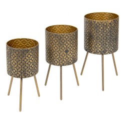 Clayre & Eef Planter Set of 3 Gold colored Iron