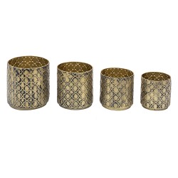 Clayre & Eef Planter Set of 4 Ø 25 Ø 23 Ø 20 Ø 17 cm Gold colored Iron