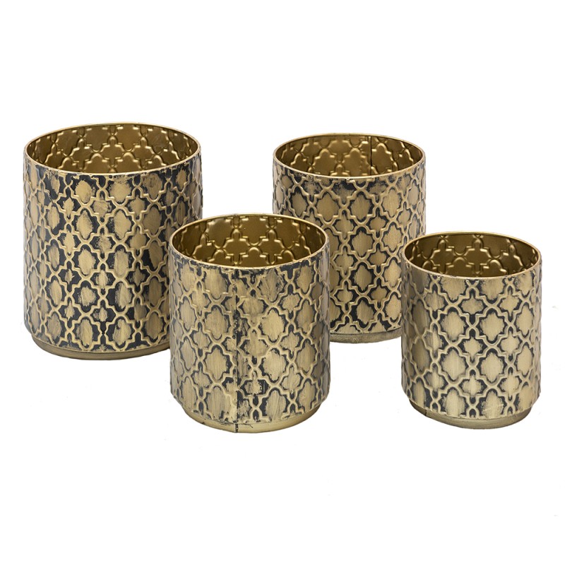 Clayre & Eef Planter Set of 4 Ø 25 Ø 23 Ø 20 Ø 17 cm Gold colored Iron