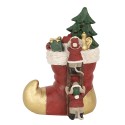 Clayre & Eef Kerstdecoratie met LED-verlichting Laars 14x10x19 cm Rood Kunststof Muis