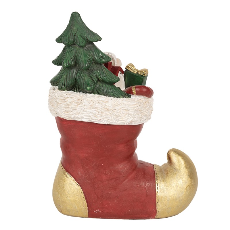 Clayre & Eef Kerstdecoratie met LED-verlichting Laars 14x10x19 cm Rood Kunststof Muis