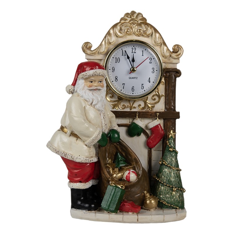 Clayre & Eef Orologio da tavolo 15x7x22 cm Beige Plastica Babbo Natale