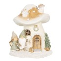 Clayre & Eef Dekoratives Haus mit LED Pilz 13x12x15 cm Beige Kunststoff