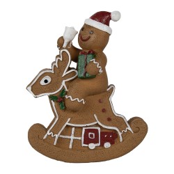 Clayre & Eef Kerstdecoratie Gingerbread man 11x5x12 cm Bruin Kunststof