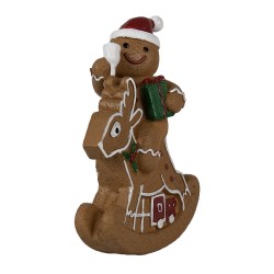 Clayre & Eef Kerstdecoratie Gingerbread man 11x5x12 cm Bruin Kunststof