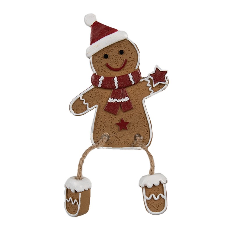 Clayre & Eef Kerstdecoratie Gingerbread man 7x2x13/ 6x2x12 cm Bruin Kunststof