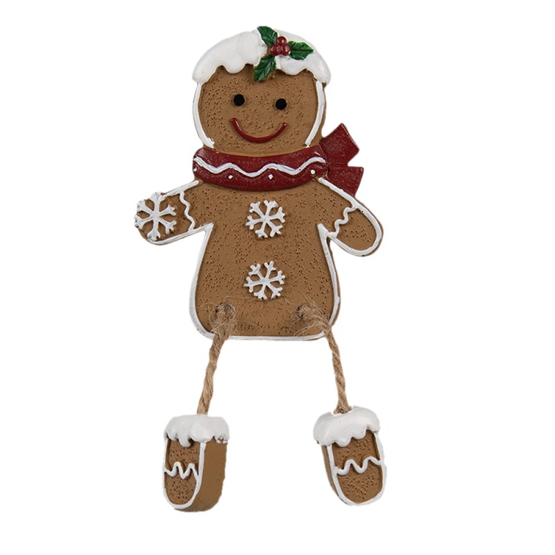 Clayre & Eef Kerstdecoratie Gingerbread man 7x2x13/ 6x2x12 cm Bruin Kunststof