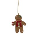 Clayre & Eef Ornement de Noël Bonhomme en pain d‘épice 5x1x7 cm Marron Plastique