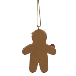 Clayre & Eef Christmas Ornament Gingerbread man 5x1x7 cm Brown Plastic