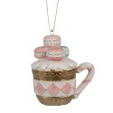 Clayre & Eef Kersthanger Macarons  6x4x7 cm Roze Kunststof