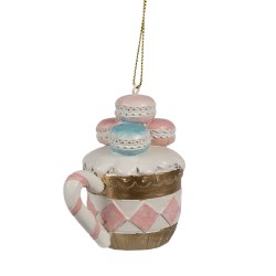 Clayre & Eef Kersthanger Macarons  6x4x7 cm Roze Kunststof